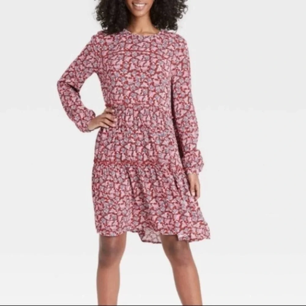 (L)- Knox Rose sweet chili paisley long sleeve babydoll dress‎